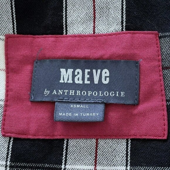 Anthropologie Maeve Women's Sz XS Amber Black & White Plaid Tiered Tunic Dress - Picture 5 of 9